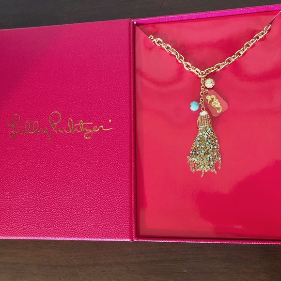 Lily Pulitzer tassel seahorse charm necklace